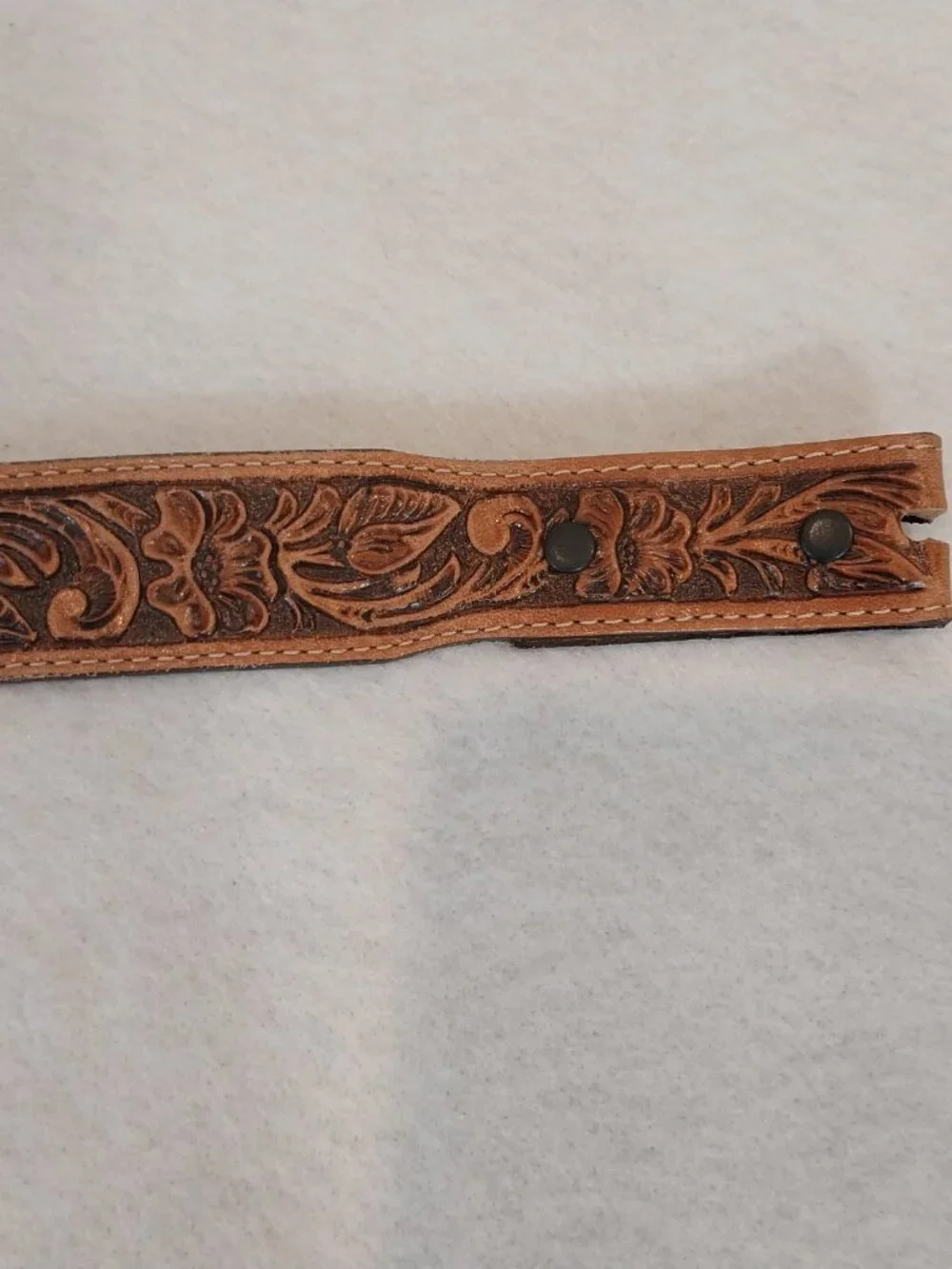 Justin Tooled Western Belt Youth Size 26 Floral Brown Top Grain Leather USA Made